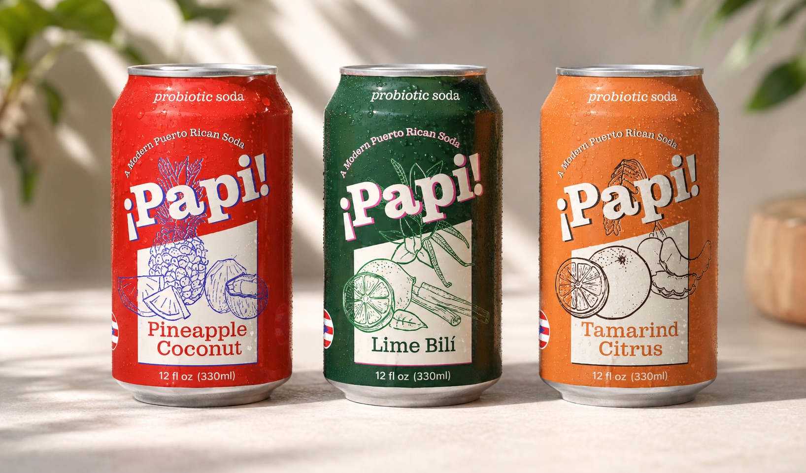 Papi Probiotic Soda cans